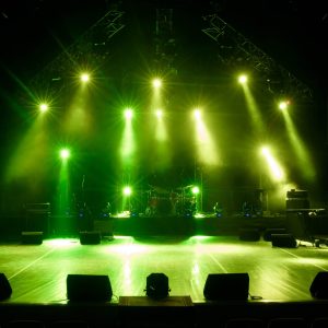 Free stage with lights, lighting devices. on a free srage